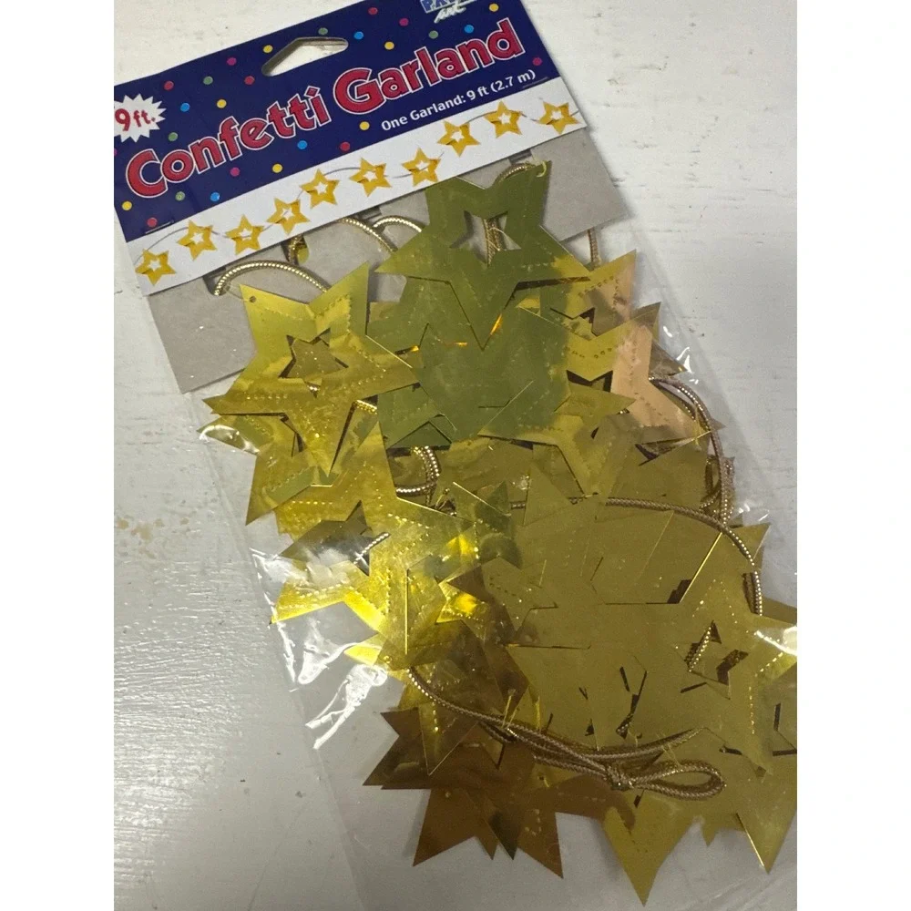 Paper Art Gold Star‎ Confetti Garland 9 ft Party Decorating Fun